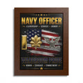 Framed poster with Navy Officer design featuring American flag and military symbols.