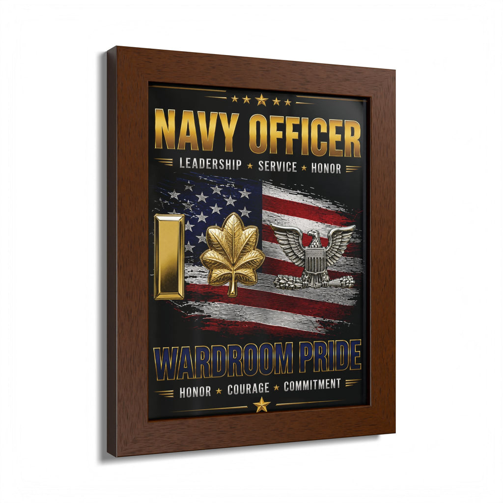 Framed poster with Navy Officer design featuring American flag and military symbols.