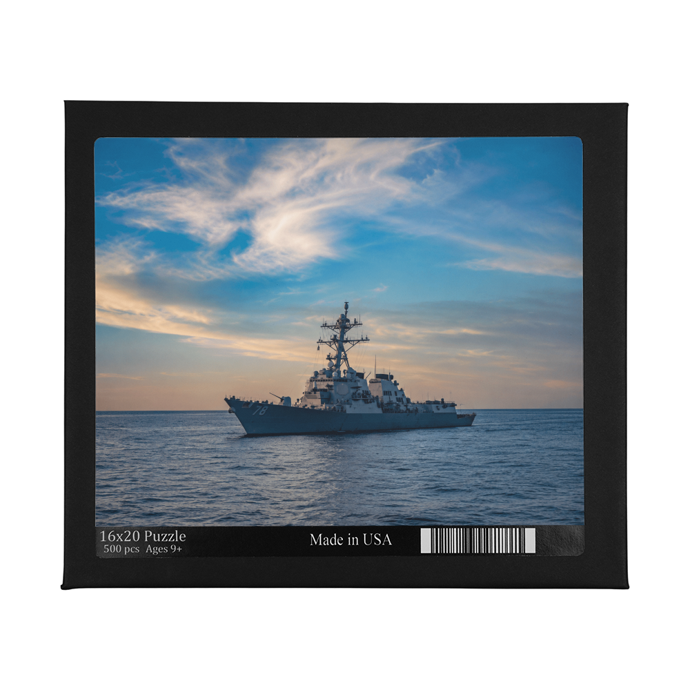 Personalized U.S. Navy photo puzzle created from your uploaded image for retirement or deployment memories.