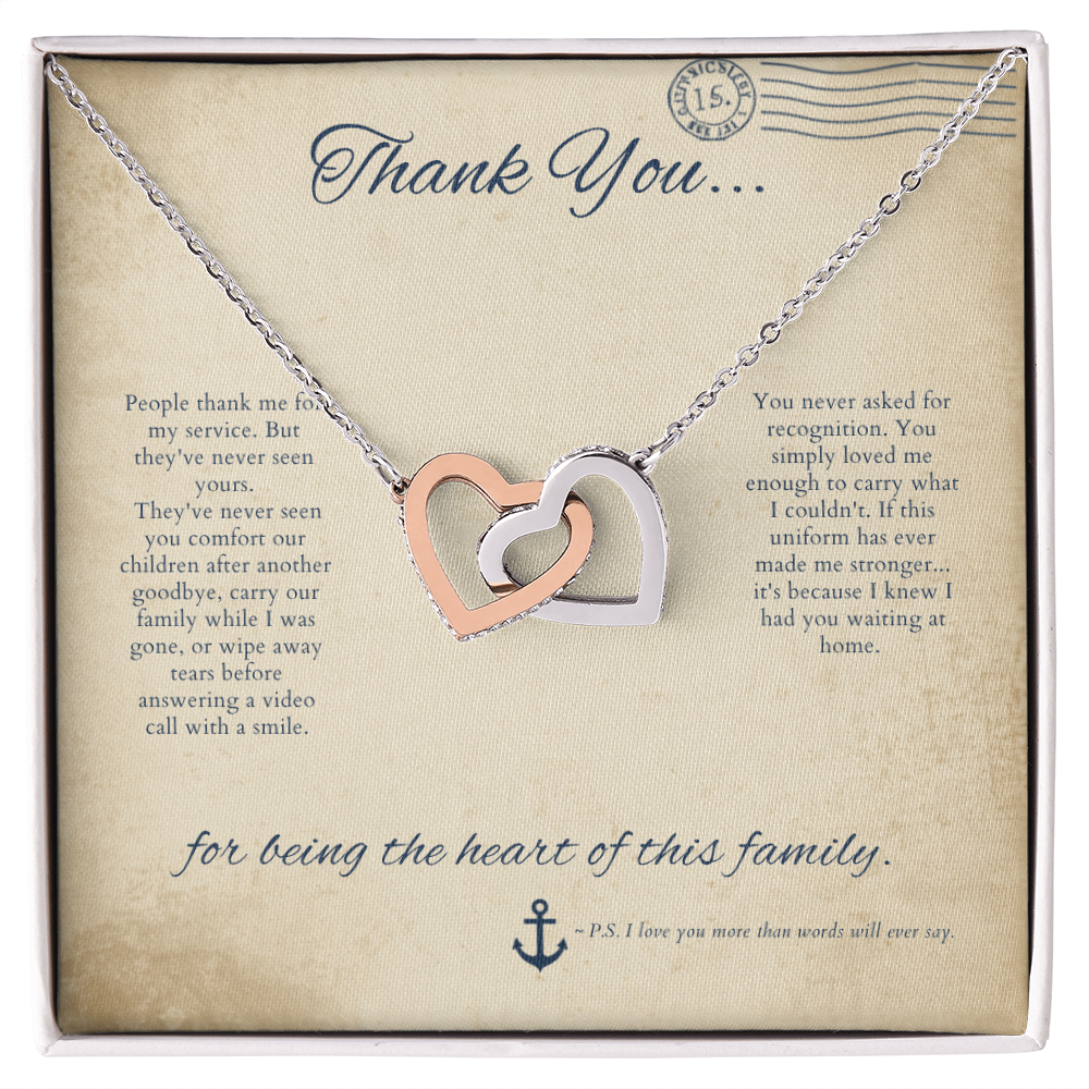 Interlocking Hearts Necklace by Deckplate Legacy