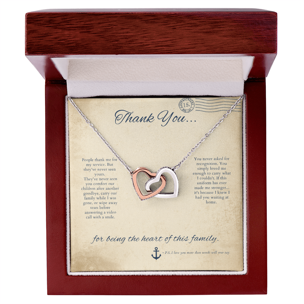 Interlocking Hearts Necklace by Deckplate Legacy