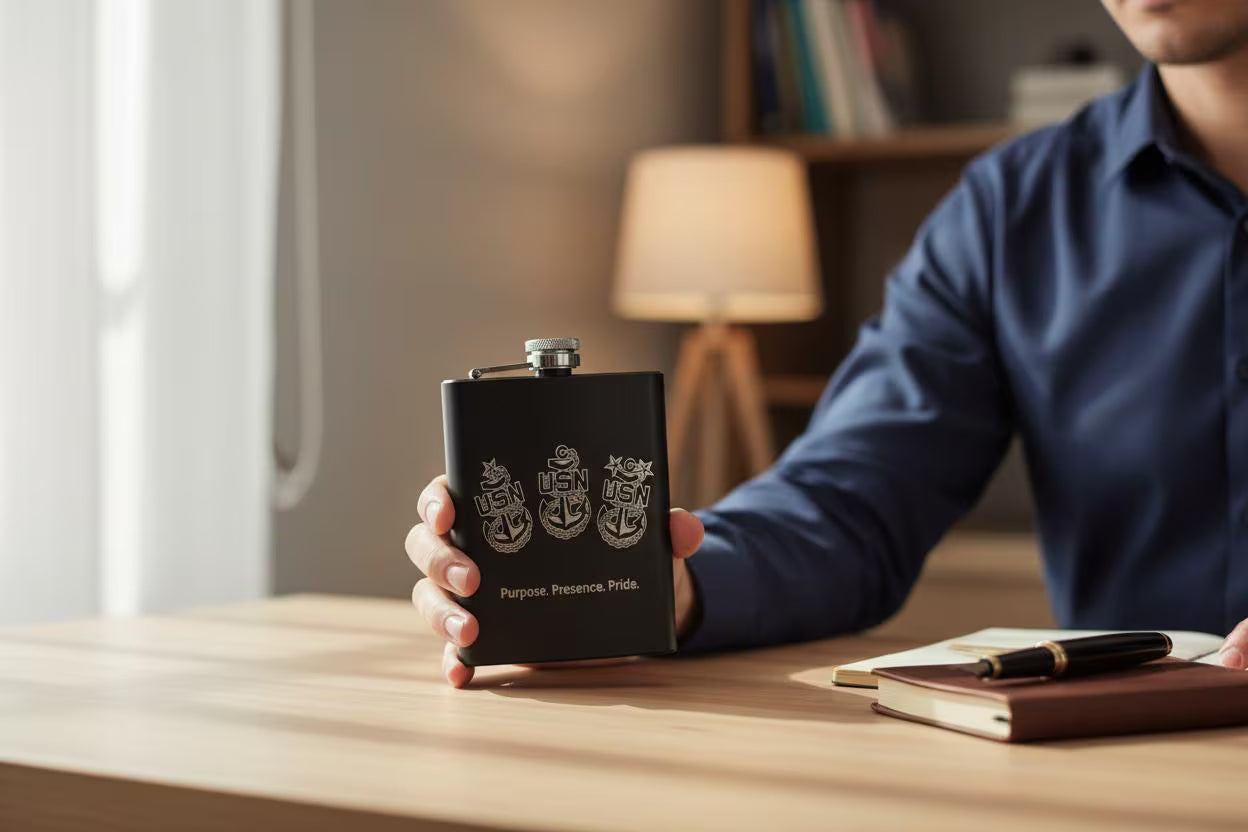 The Chief's Toast Engraved Flask