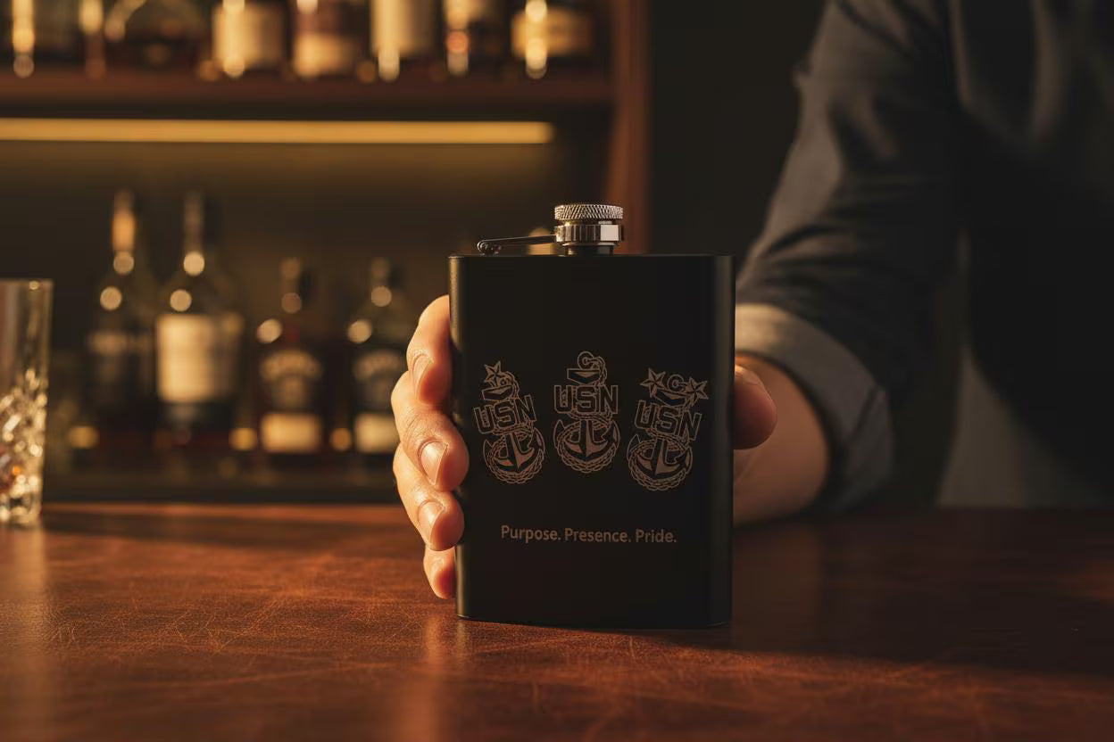The Chief's Toast Engraved Flask