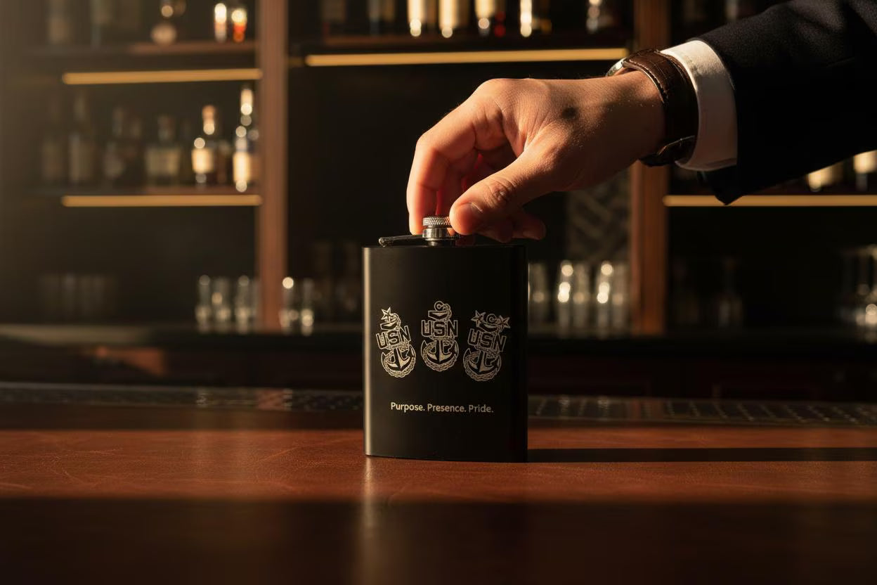 The Chief's Toast Engraved Flask
